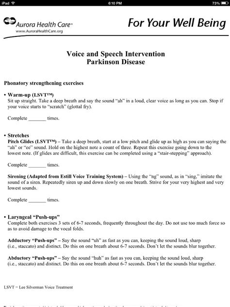 voice exercises for parkinson's patients pdf